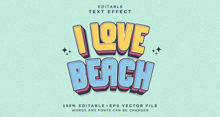 Editable text style effect - I Love Beach text style theme. for your projectのイラスト素材
