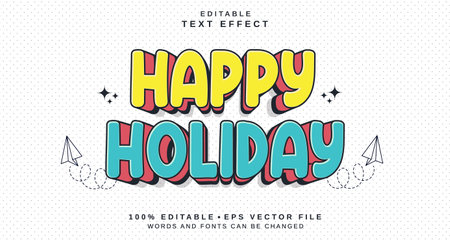 Editable text style effect - Happy Holiday text style theme. for your projectのイラスト素材