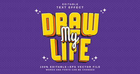 Editable text style effect - Draw My Life text style theme. for your projectのイラスト素材