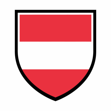 Flag of Austria on shield, isolated flat icon. Vector illustration.のイラスト素材