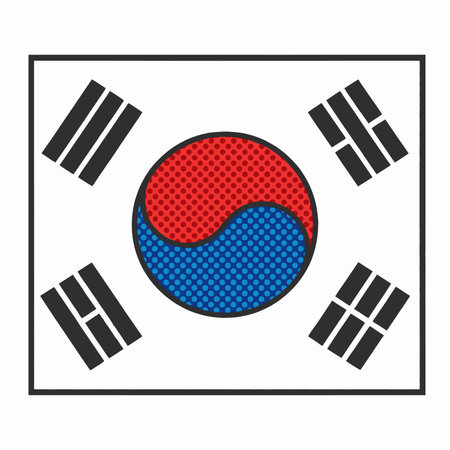 South Korea flag in square frame isolated on white background. Vector illustration.のイラスト素材