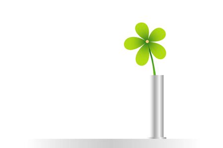 green flower in vest on white backgroundの写真素材