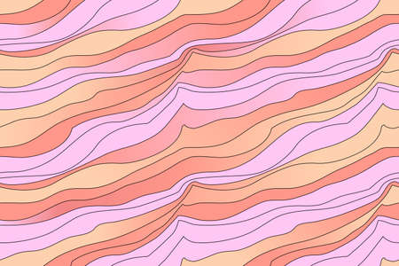 Vector seamless pattern. Waves of colored sand. Pink, burnt sienna, orange tea rose and periwinkle...