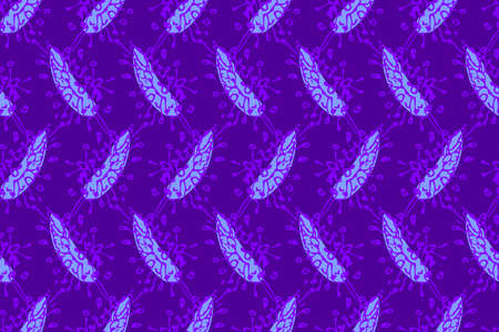 Abstract vector seamless pattern. Floral motif. Light purple and blue abstract flowers on a deep...