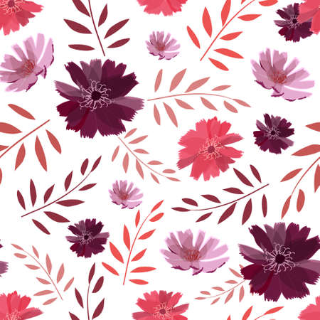 Art floral vector seamless pattern. Summer, autumn garden flowers.のイラスト素材