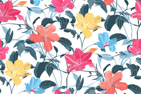 Art floral vector seamless pattern. Art flowers.のイラスト素材