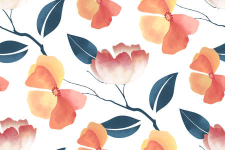 Floral seamless pattern on  white
