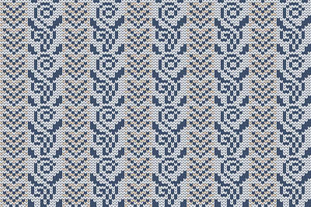 Christmas and Winter holiday knitting pattern for plaid, sweater design. Vector seamless pattern.