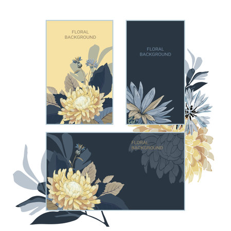 Floral artistic backgrounds for greeting, invitation and business cards, templates, layouts and more.のイラスト素材