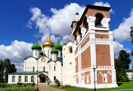 Transfiguration Cathedral and bell tower in Monastery of Saint Euthymius, Suzdal, Russiaの写真素材