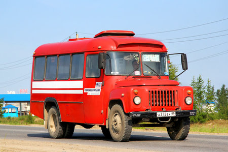 NOVYY URENGOY - JULY 18, 2013  KAVZ 685M bus of the SGKS bus company at the city street 