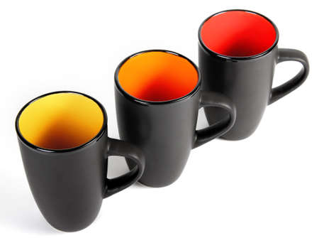 Tea cups isolated over white backgroundの写真素材