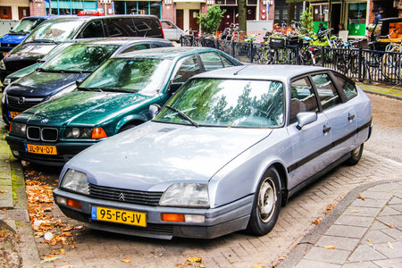 AMSTERDAM, NETHERLANDS - AUGUST 10, 2014: French retro car Citroen CX at the city street.のeditorial素材