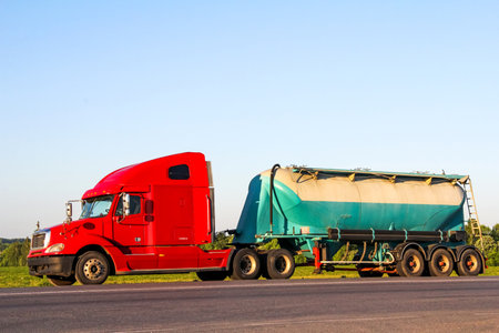 BASHKORTOSTAN, RUSSIA - MAY 16, 2012: American semi-trailer truck Freightliner Columbia at the interurban road,のeditorial素材
