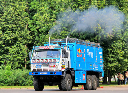 MOSCOW, RUSSIA - JULY 7: Mikhail Kubrak's KamAZ 635050 No. 507 of Team KAMAZ Master takes part at the annual Silkway Rally - Dakar series on July 7, 2012 in Moscow, Russia.のeditorial素材