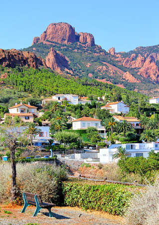 Red cliffs of the Esterel Massif in in Provence, France