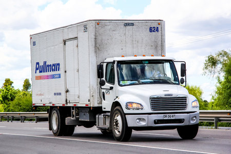 BIO-BIO, CHILE - NOVEMBER 23, 2015: Cargo truck Freightliner Business Class at the interurban...