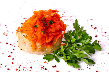 Cutlet with parsley isolated over white backgroundの写真素材