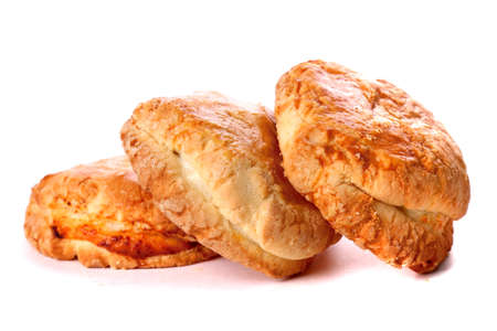 Quark filled buns isolated over white backgroundの写真素材