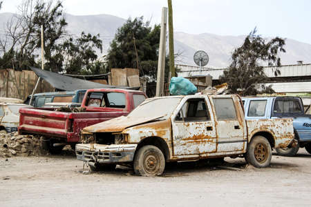 CHANARAL, CHILE - NOVEMBER 18, 2015: Abandoned pickup truck Chevrolet LUV in the town street.のeditorial素材