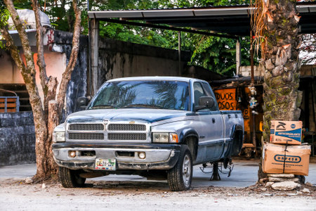 PALENQUE, MEXICO - MAY 21, 2017: Pickup truck Dodge Ram 2500 in the city street.