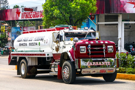 OAXACA, MEXICO - MAY 25, 2017: Cistern truck Dodge Ram in the city street.のeditorial素材