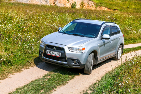 ASHA, RUSSIA - AUGUST 22, 2017: Motor car Mitsubishi ASX at the countryside.