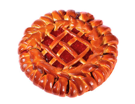 Big sweet pie isolated over white background