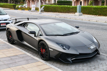 Dubai, UAE - November 16, 2018: Italian sportscar Lamborghini Aventador LP 750-4 SuperVeloce in the...