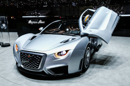 Geneva, Switzerland - March 10, 2019:  Luxury supercar Hispano Suiza Carmen presented at the annual Geneva International Motor Show 2019.のeditorial素材