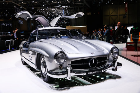 Geneva, Switzerland - March 11, 2019:  Retro car Mercedes-Benz W198 300SL presented at the annual...