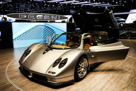 Geneva, Switzerland - March 10, 2019: Supercar Pagani Zonda presented at the annual Geneva...