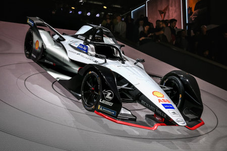 Geneva, Switzerland - March 10, 2019: Racing car Nissan Formula E presented at the annual Geneva...