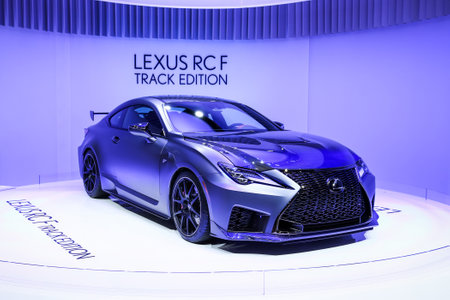 Geneva, Switzerland - March 10, 2019: Sportscar Lexus RC F Track Edition presented at the annual Geneva International Motor Show 2019.のeditorial素材