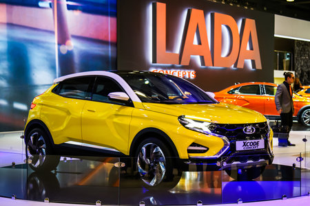 Moscow, Russia - September 2, 2016: Concept car Lada X-Code presented at the annual Moscow International Motor Show MIMS-2016.のeditorial素材