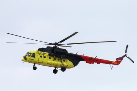 Yamal, Russia - May 25, 2019: UTair Mil Mi-8MTV-1 helicopter arrives to Novyy Urengoy International...