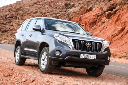 Al Haouz Province, Morocco - September 23, 2019: Offroad car Toyota Land Cruiser Prado 150 at the...