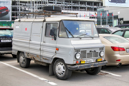 Moscow, Russia - September 29, 2012: Retro cargo van Zuk A06 in the city street.のeditorial素材