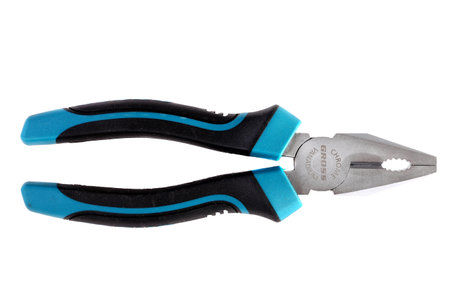 Novyy Urengoy, Russia - July 11, 2020: Combination pliers Gross isolated over white background.のeditorial素材