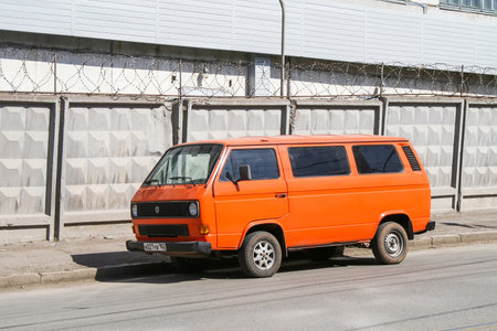Ufa, Russia - April 6, 2008: Old van Volkswagen Type 2 (T3) Caravelle in the city street.