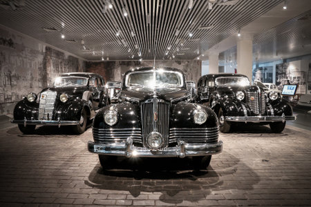 Verkhnyaya Pyshma, Sverdlovsk Oblast, Russia - September 14, 2021: Soviet luxury cars ZiS 110 and ZiS 101 in the UMMC Museum of Military and Automotive Equipment.のeditorial素材