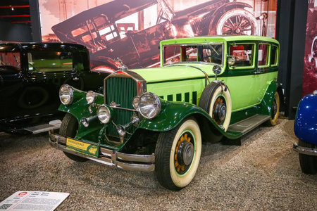 Moscow, Russia - March 6, 2022: American retro car Pierce-Arrow in the Car History Museum.