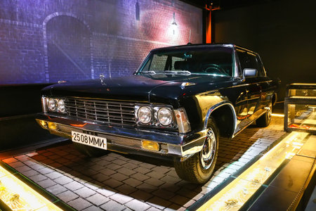 Moscow, Russia - February 24, 2022: Soviet luxury sedan ZIL 117 in the Museum of the Special Purpose Garage of the FSO of Russia.のeditorial素材