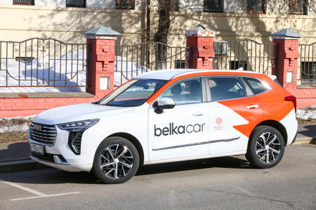 Moscow, Russia - March 6, 2022: Chinese crossover Haval Jolion of the Belka Car carsharing company...