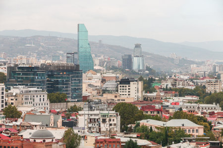 Aerial view of the Tbilisi, Georgiaの写真素材