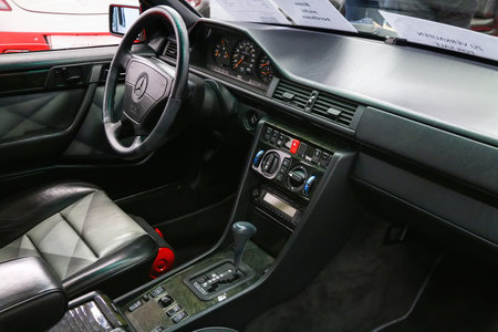 Frankfurt am Main, Germany - September 18, 2019: Interior of the luxury German sports car...