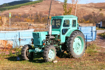 Katav-Ivanovsk, Russia - September 30, 2021: Green farm tractor LTZ T-40 at a countryside.のeditorial素材