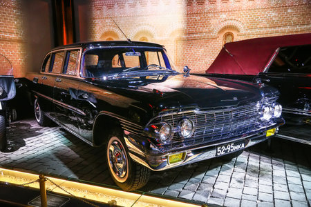 Moscow, Russia - February 24, 2022: Soviet governmental limousine ZiL-111G in the Museum of the Special Purpose Garage of the FSO of Russia.のeditorial素材