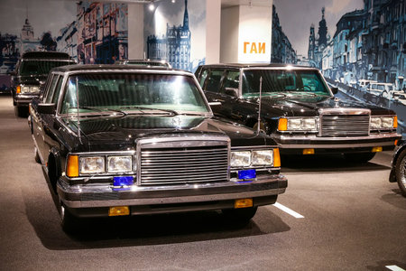 Verkhnyaya Pyshma, Russia - September 14, 2021: Soviet governmental luxury cars ZiL-41047 in the UMMC Museum of Military and Automotive Equipment.のeditorial素材