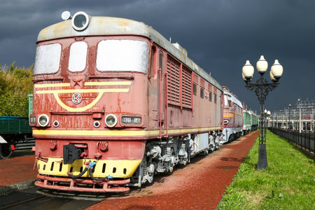 Chelyabinsk, Russia - September 17, 2016: Soviet diesel locomotive TEP60 in the Museum of history of the Southern Ural railroad.のeditorial素材